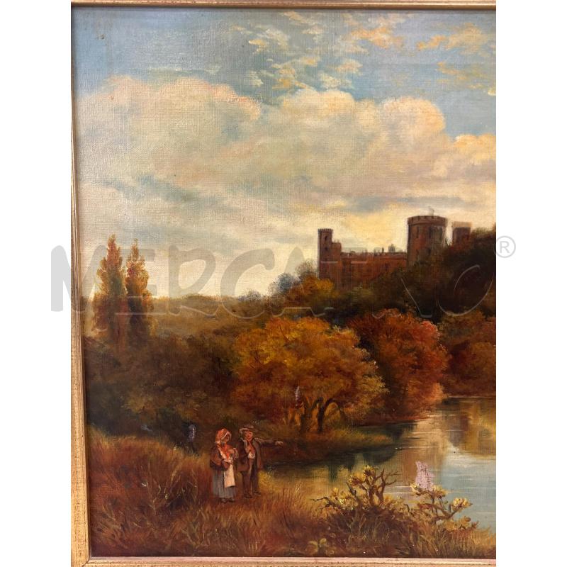 QUADRO OLIO SU TELA ARUNDEL CASTLE EPOCA DIPINTO NO FIRMA - DA RIPARARE 40X65  | Mercatino dell'Usato Teramo 2