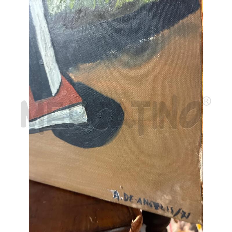 QUADRO OLIO SU TELA A DE ANGELIS 1971 SCALA E FARFALLE  | Mercatino dell'Usato Teramo 3