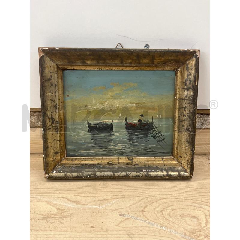 QUADRO OLIO SU TELA BARCHETTE DIPINTE 16X12 | Mercatino dell'Usato Teramo 1