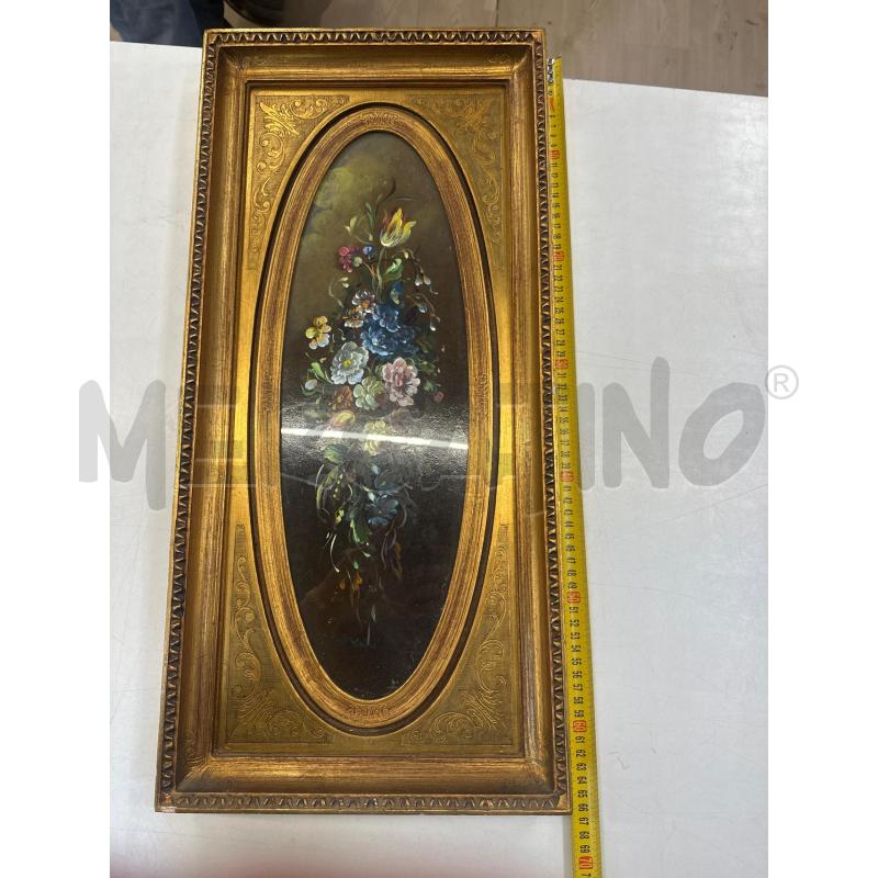 QUADRO OLIO SU TELA OVALE FIORI + CORNICE IMPORANTE INCISIONI DORATA  | Mercatino dell'Usato Teramo 4
