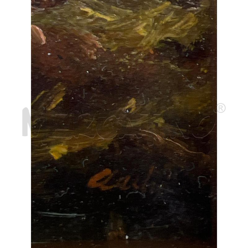 QUADRO OLIO SU TELA PAESAGGIO CORNICE DORATA | Mercatino dell'Usato Teramo 2