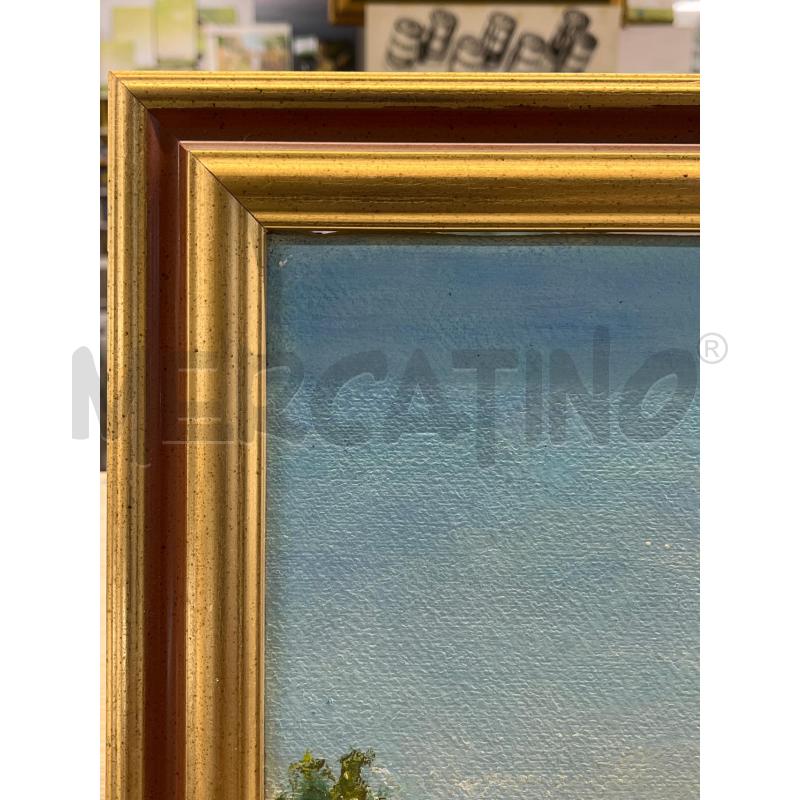 QUADRO OLIO SU TELA PAESAGGIO MONTGNA TONI DORATI + CORNICE DORATA ROSSA 60X70 CM | Mercatino dell'Usato Teramo 3