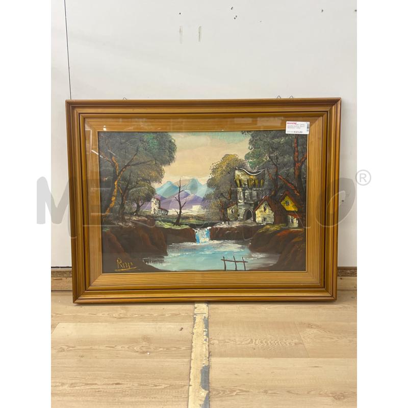 QUADRO OLIO SU TELA PAESAGGIO + CORNICE LEGNO | Mercatino dell'Usato Teramo 1