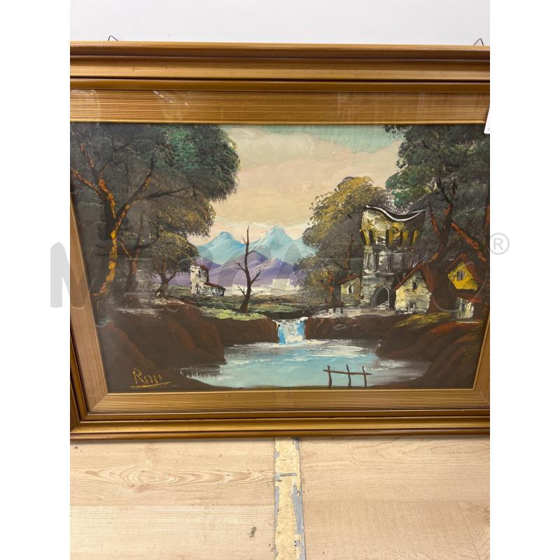 QUADRO OLIO SU TELA PAESAGGIO + CORNICE LEGNO | Mercatino dell'Usato Teramo 3