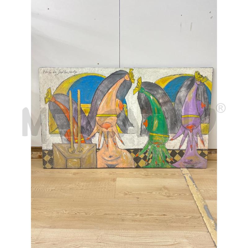 QUADRO OLIO SU TELA PAOLO DA SAN LORENZO 100X60 NO CORNICE . DONNE DEL 2088 | Mercatino dell'Usato Teramo 1
