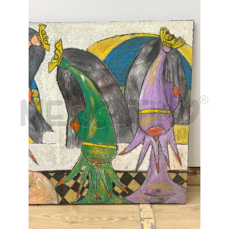QUADRO OLIO SU TELA PAOLO DA SAN LORENZO 100X60 NO CORNICE . DONNE DEL 2088 | Mercatino dell'Usato Teramo 4