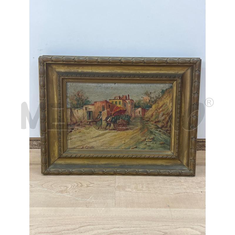 QUADRO OLIO SU TELA SCENA PASTORI CON CARRETTO  30X20 | Mercatino dell'Usato Teramo 1