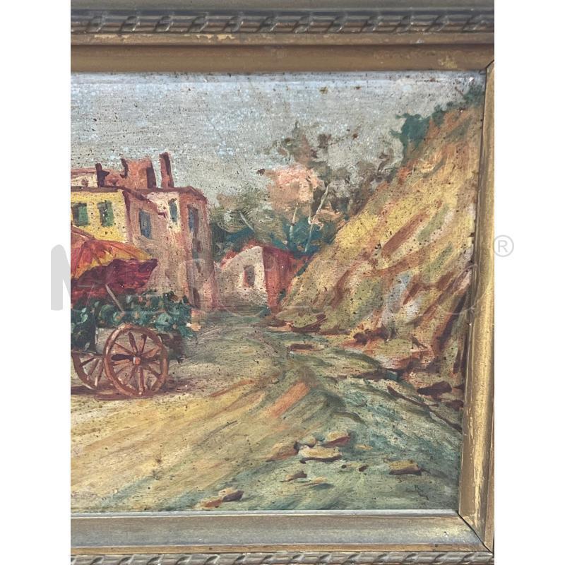 QUADRO OLIO SU TELA SCENA PASTORI CON CARRETTO  30X20 | Mercatino dell'Usato Teramo 3