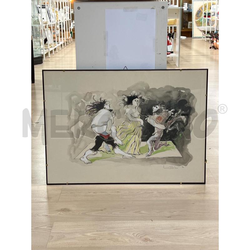 QUADRO OPERA ASTRATTA LILLIU 90 RAFFIGURAZIONE UOMONI ASTRATTI | Mercatino dell'Usato Teramo 1