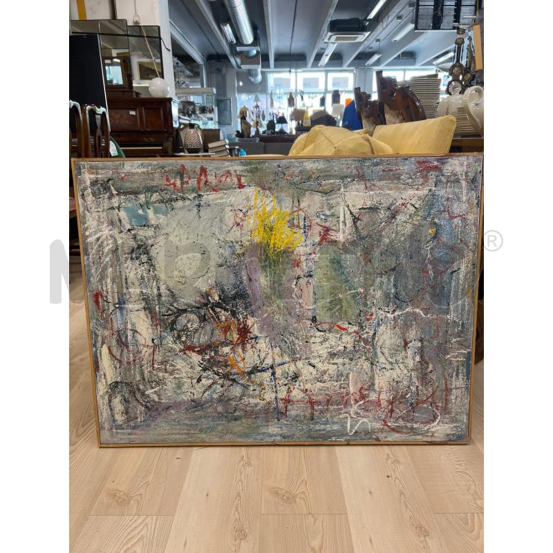 QUADRO OPERA ASTRATTA MODERNA MATERICA GIANNI A FIRMA TONI GRIGI ROSSI 100X75 | Mercatino dell'Usato Teramo 1