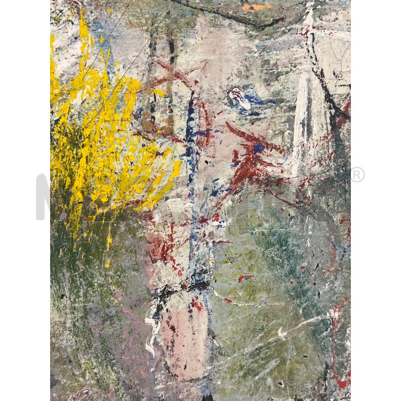 QUADRO OPERA ASTRATTA MODERNA MATERICA GIANNI A FIRMA TONI GRIGI ROSSI 100X75 | Mercatino dell'Usato Teramo 2