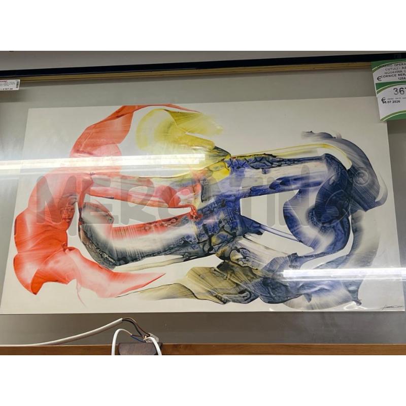 QUADRO OPERA SILVESTRO CUTULI - ASTRATTA MODERNA COLORE + CORNICE NERA SU VETRO 125X85 | Mercatino dell'Usato Teramo 2
