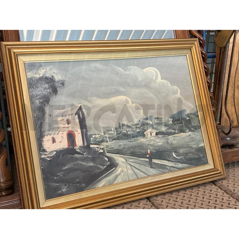 QUADRO PAESAGGIO CORNICE LEGNO DORATO | Mercatino dell'Usato Teramo 1