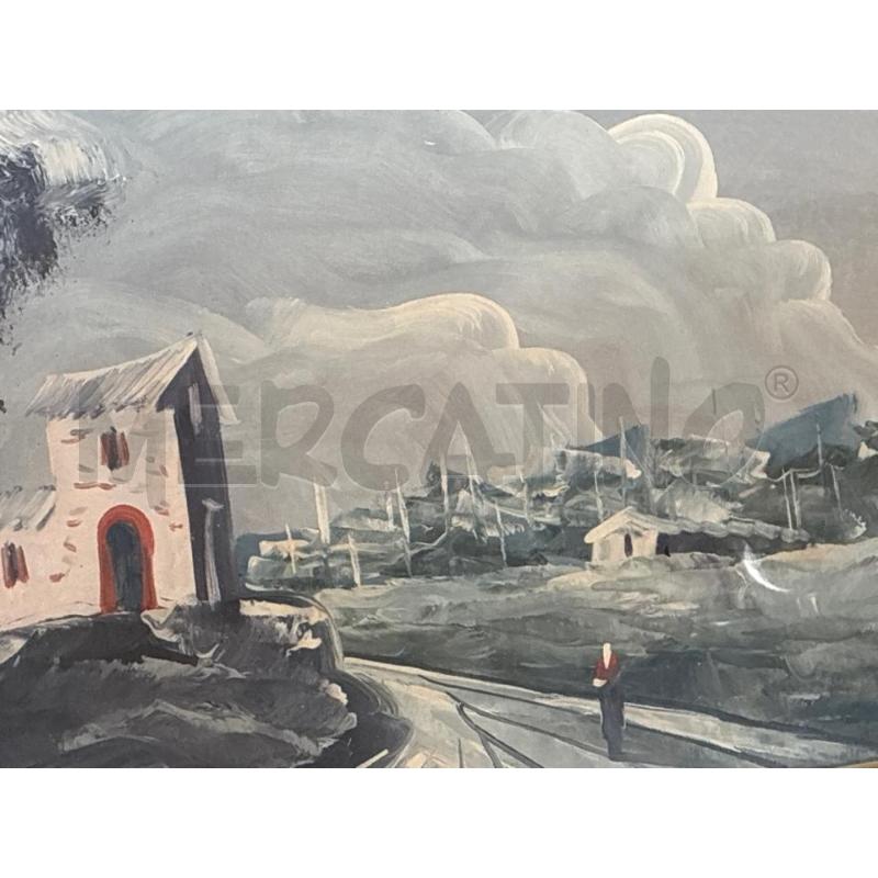 QUADRO PAESAGGIO CORNICE LEGNO DORATO | Mercatino dell'Usato Teramo 2