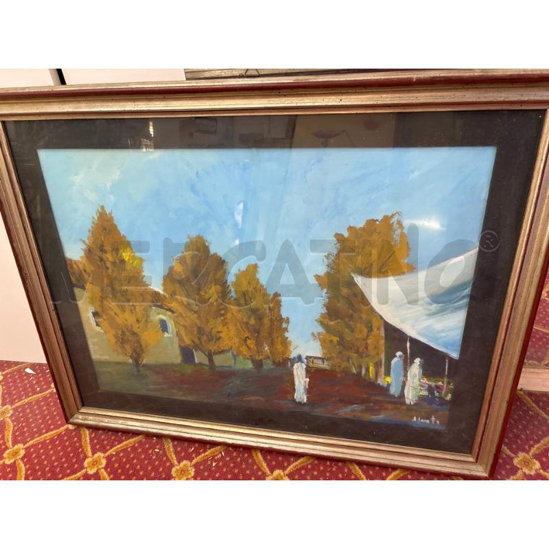 QUADRO PAESAGGIO DIPINTO VIALE ALBERATO CIELO AZZURRO | Mercatino dell'Usato Teramo 1