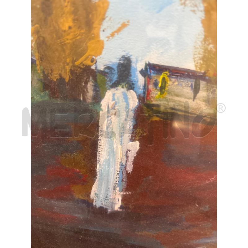 QUADRO PAESAGGIO DIPINTO VIALE ALBERATO CIELO AZZURRO | Mercatino dell'Usato Teramo 3