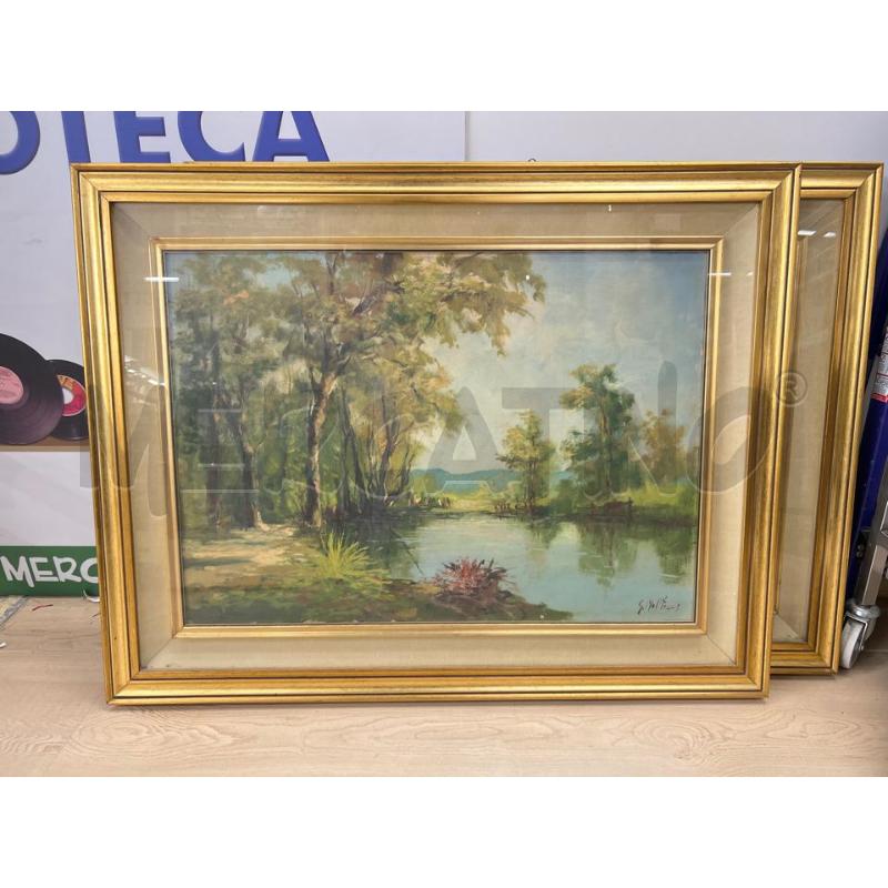 QUADRO PAESAGGIO OLIO SU TELA + CORNICE DORATA | Mercatino dell'Usato Teramo 1