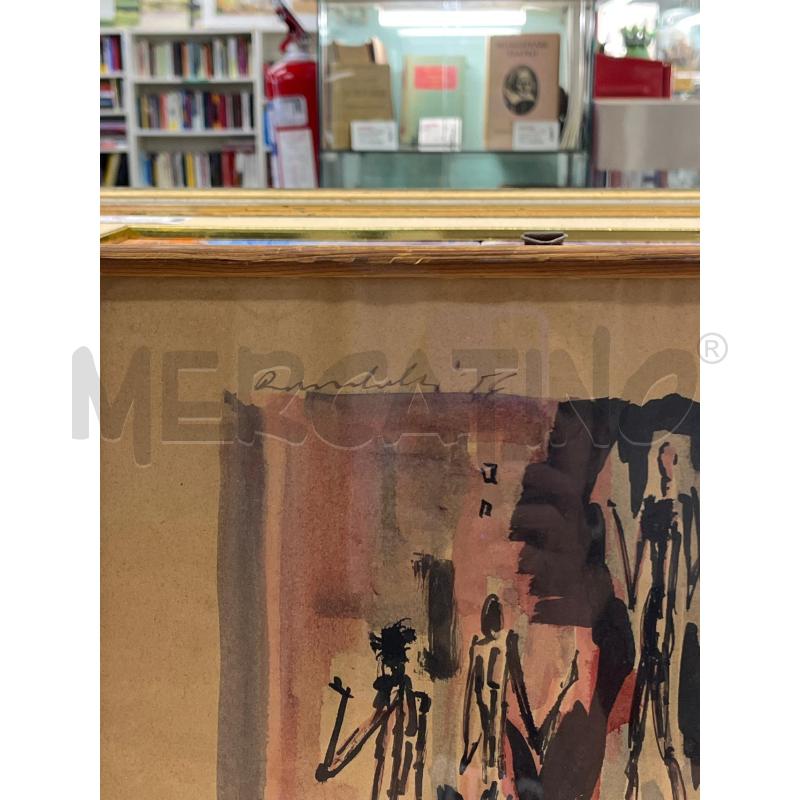 QUADRO RAMBELLI 1955 ASTRATTO FIGURE UMANE TONI ROSSI 33X43 | Mercatino dell'Usato Teramo 2