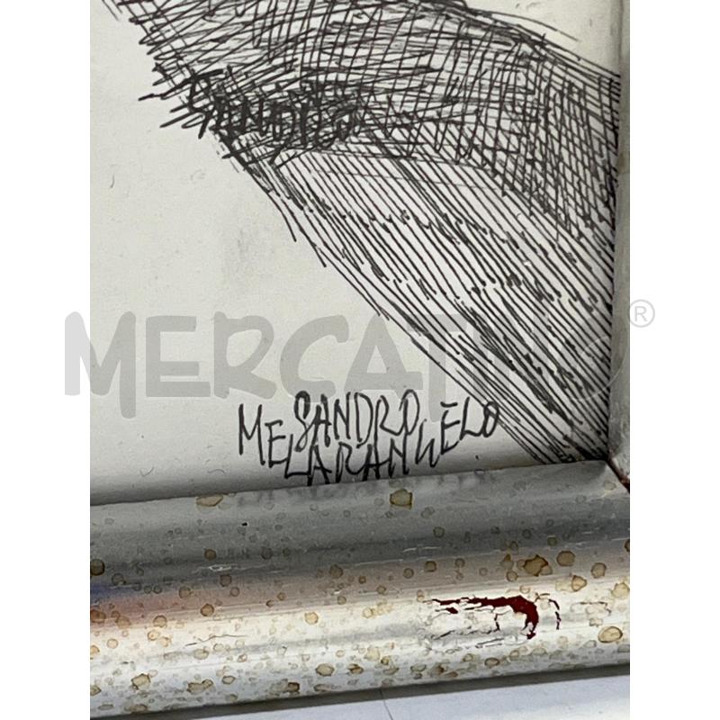 QUADRO SANDRO MELARANGELO MATITA + CORNICE LEGNO ARGENTATA | Mercatino dell'Usato Teramo 2