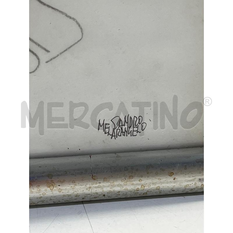 QUADRO SANDRO MELARANGELO MATITA + CORNICE LEGNO ARGENTATA | Mercatino dell'Usato Teramo 2