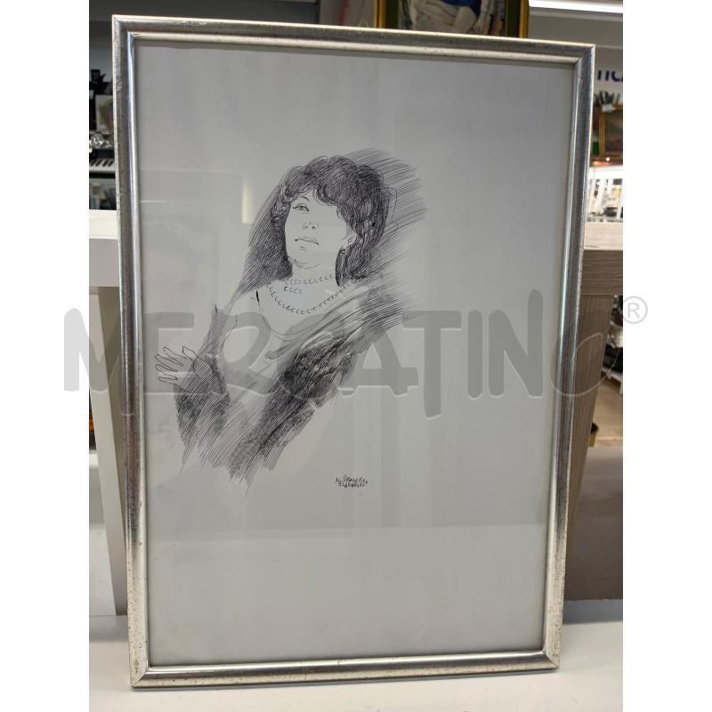 QUADRO SANDRO MELARANGELO MATITA + CORNICE LEGNO ARGENTATA | Mercatino dell'Usato Teramo 1