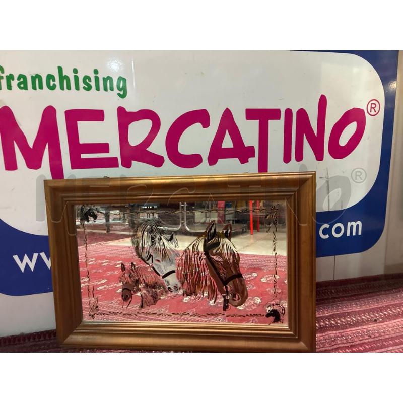 QUADRO SPECCHIO CAVALLI CORNICE LEGNO | Mercatino dell'Usato Teramo 2