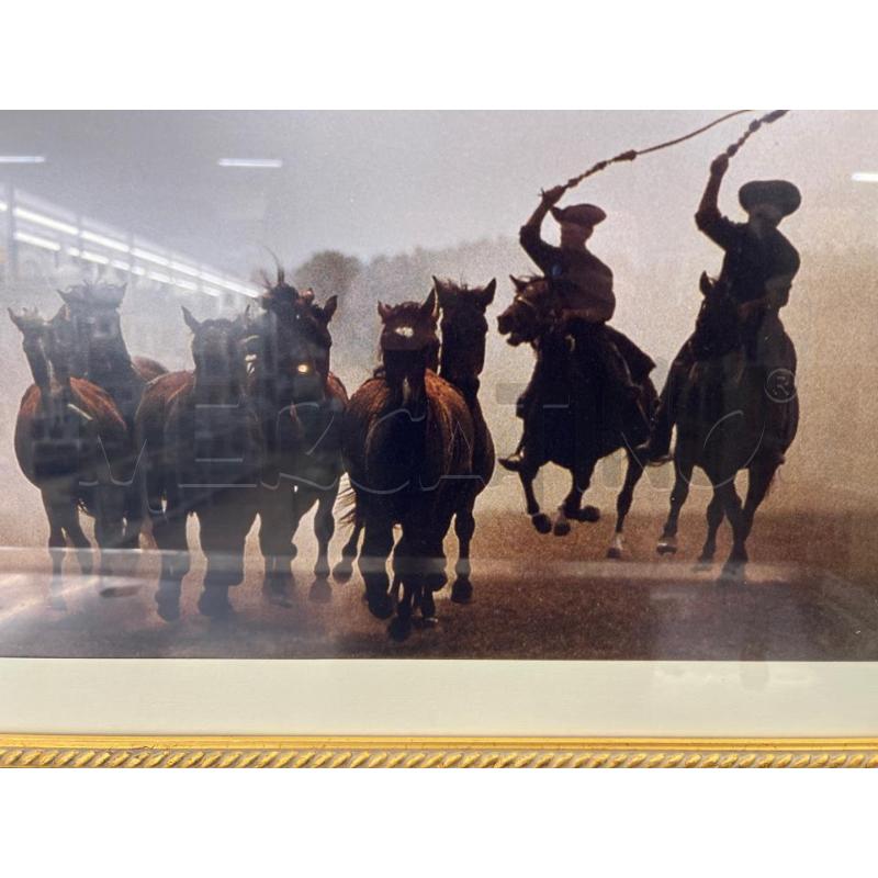 QUADRO STAMPA CAVALLI PUSZTA CORNICE DORATA | Mercatino dell'Usato Teramo 3