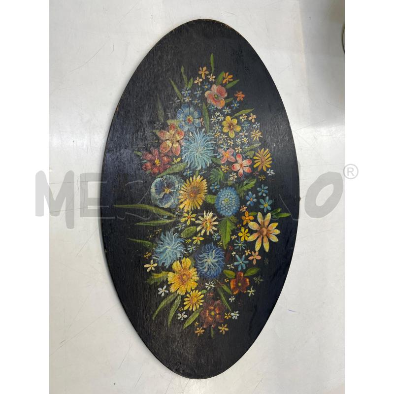QUADRO SU MASONITE OVALE DIPINTO FLOREALE | Mercatino dell'Usato Teramo 1