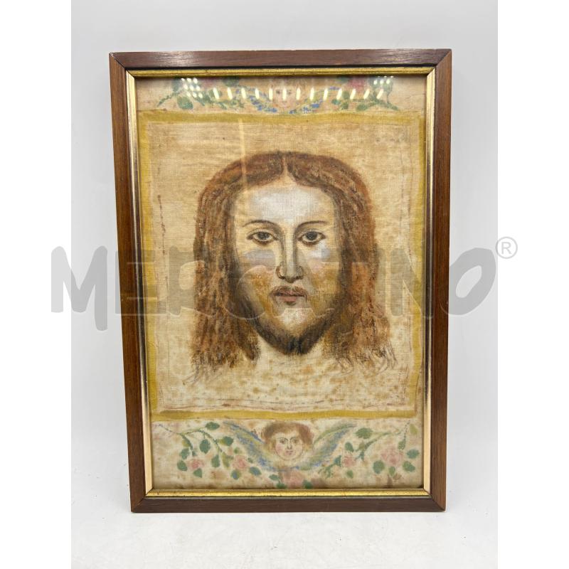 QUADRO TELA DI LINO DIPINTO VOLTO CRISTO . EPOCA | Mercatino dell'Usato Teramo 1