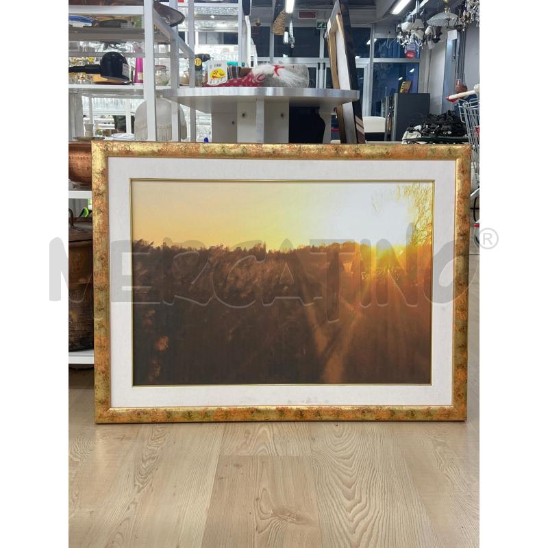 QUADRO TRAMONTO CORNICE LEGNO DORATA | Mercatino dell'Usato Teramo 1