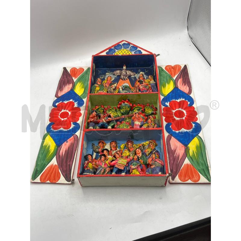 RETABLO DELLA NATIVITA' AYACUCHANO ARTE POOPOLARE SCATOLA IN LEGNO PERUVIANA FATTA A MANO | Mercatino dell'Usato Teramo 2