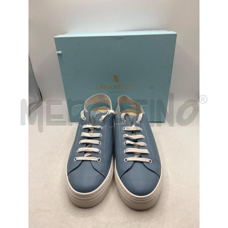 SCARPE DONNA ANNA VIRGILI CELESTE ELASTICO BIANCO TALLONE | Mercatino dell'Usato Teramo 1