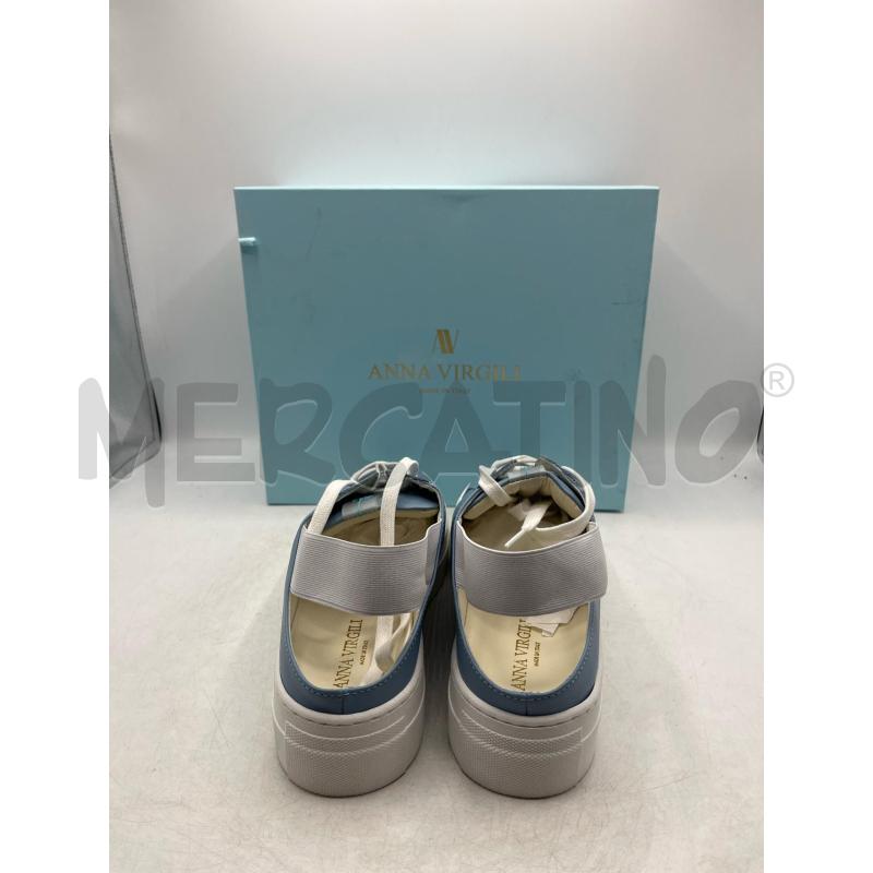 SCARPE DONNA ANNA VIRGILI CELESTE ELASTICO BIANCO TALLONE | Mercatino dell'Usato Teramo 2