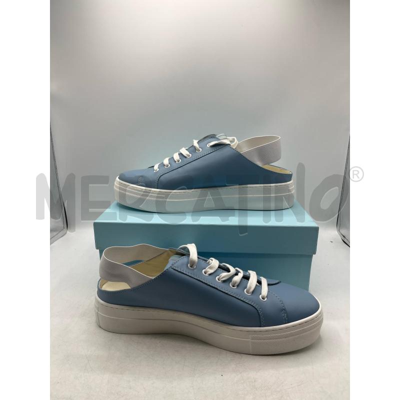 SCARPE DONNA ANNA VIRGILI CELESTE ELASTICO BIANCO TALLONE | Mercatino dell'Usato Teramo 4