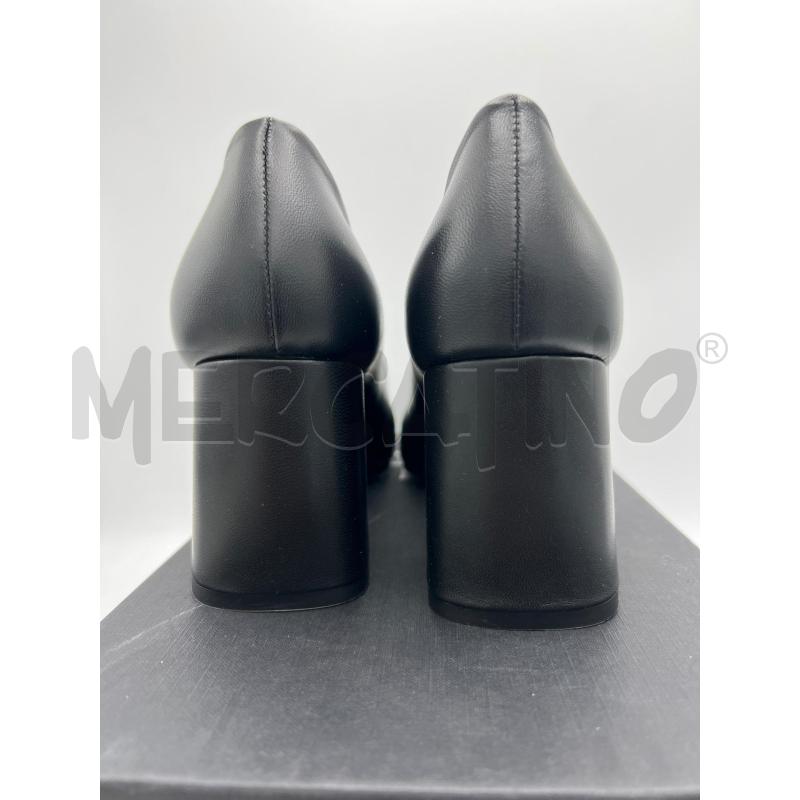 SCARPE TACCHI LOVE MOSCHINO NERE FASCIA SCRITTA BIANCA TACCO BASSO | Mercatino dell'Usato Teramo 2