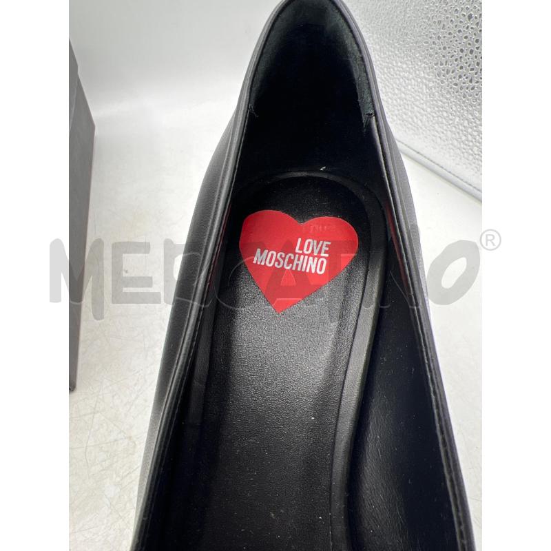 SCARPE TACCHI LOVE MOSCHINO NERE FASCIA SCRITTA BIANCA TACCO BASSO | Mercatino dell'Usato Teramo 4