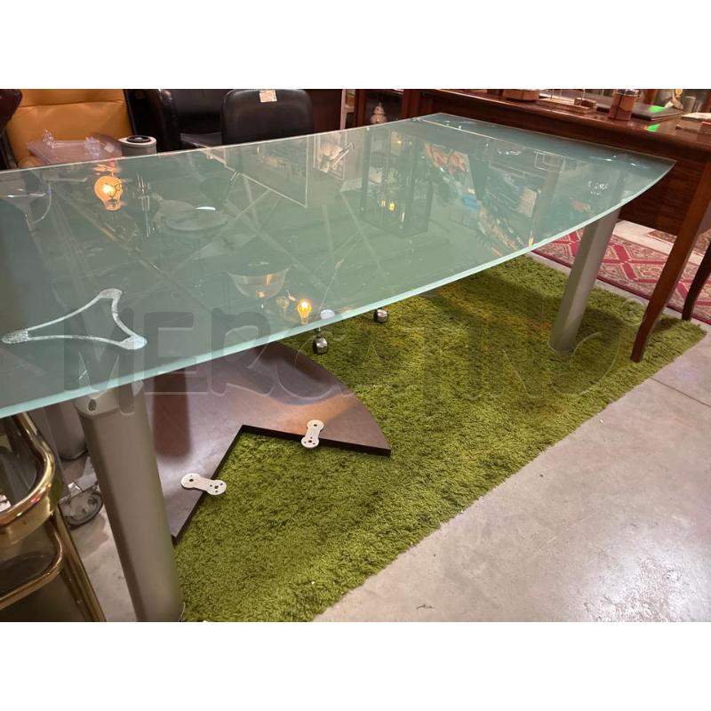 SCRIVANIA MODERNA VETRO E GOCCIA IN LEGNO C WENGE | Mercatino dell'Usato Teramo 1