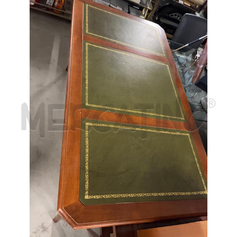 SCRIVANIA STILE NOTARILE IN LEGNO CON PANNEGGIO VERDE  | Mercatino dell'Usato Teramo 2