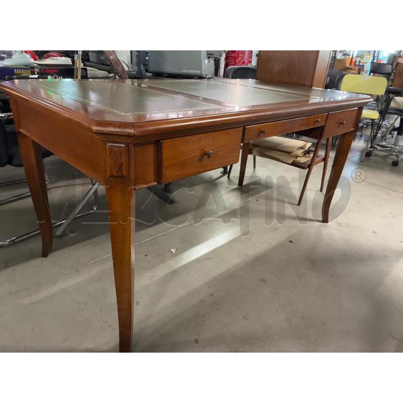 SCRIVANIA STILE NOTARILE IN LEGNO CON PANNEGGIO VERDE  | Mercatino dell'Usato Teramo 3
