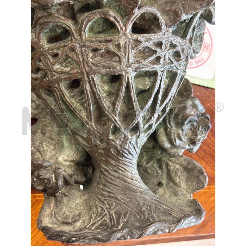 SCULTURA BRONZEA VASO DI FIORI E ROSE EPOCA 40X50CM  | Mercatino dell'Usato Teramo 4