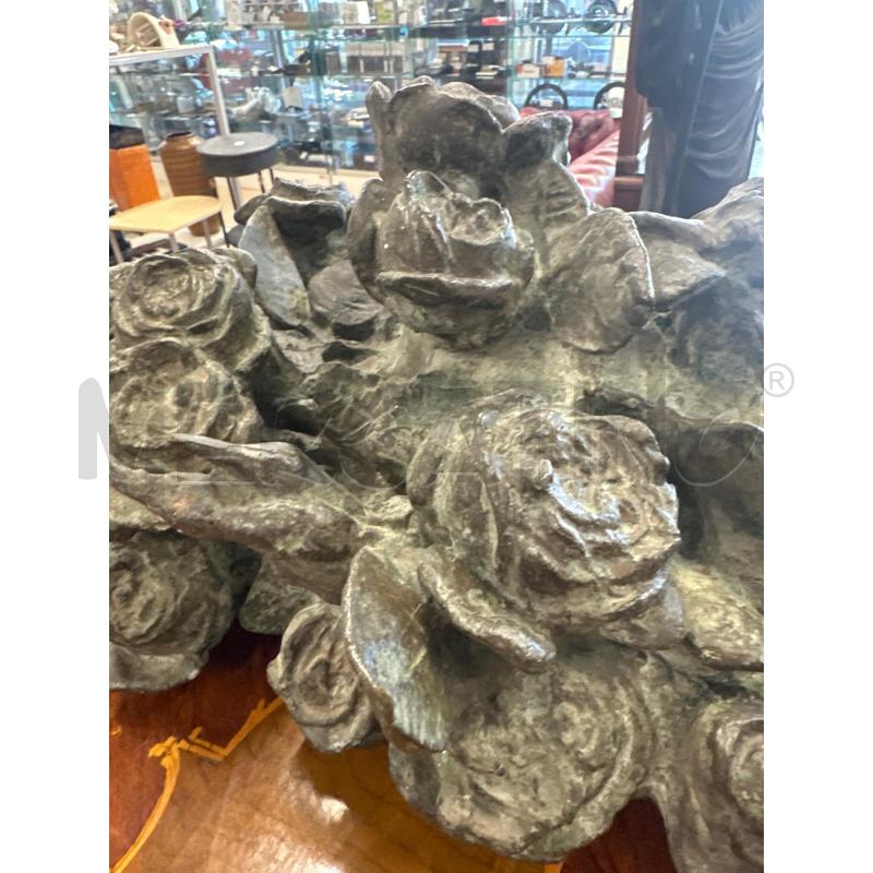 SCULTURA BRONZEA VASO DI FIORI E ROSE EPOCA 40X50CM  | Mercatino dell'Usato Teramo 5