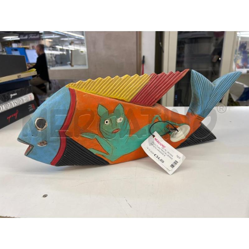 SCULTURA PESCE LEGNO DIPINTO GRANDE E INTAGLIO | Mercatino dell'Usato Teramo 1