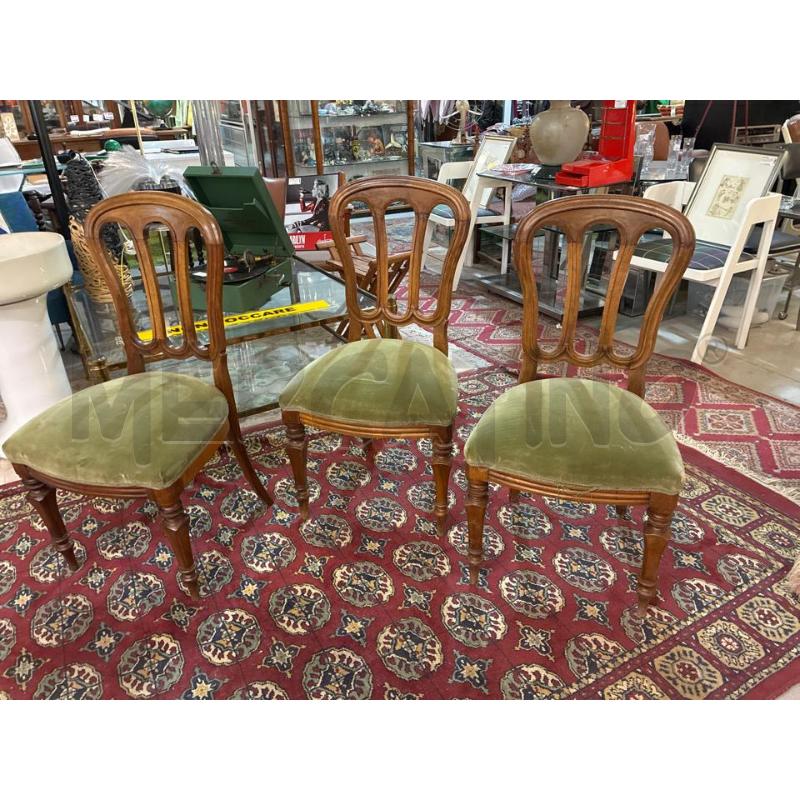 SEDIA CLASSICA IN LEGNO E VELLUTO VERDE | Mercatino dell'Usato Teramo 1