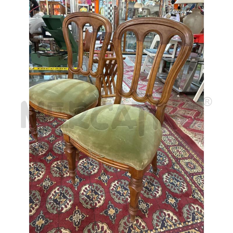 SEDIA CLASSICA IN LEGNO E VELLUTO VERDE | Mercatino dell'Usato Teramo 2