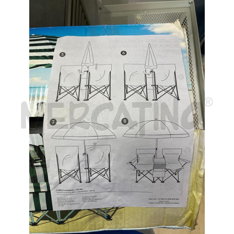 SEDIE COPPIA PIEGHEVOLI DA ESTERNO + OMBRELLONE SET PERFETTO | Mercatino dell'Usato Teramo 3