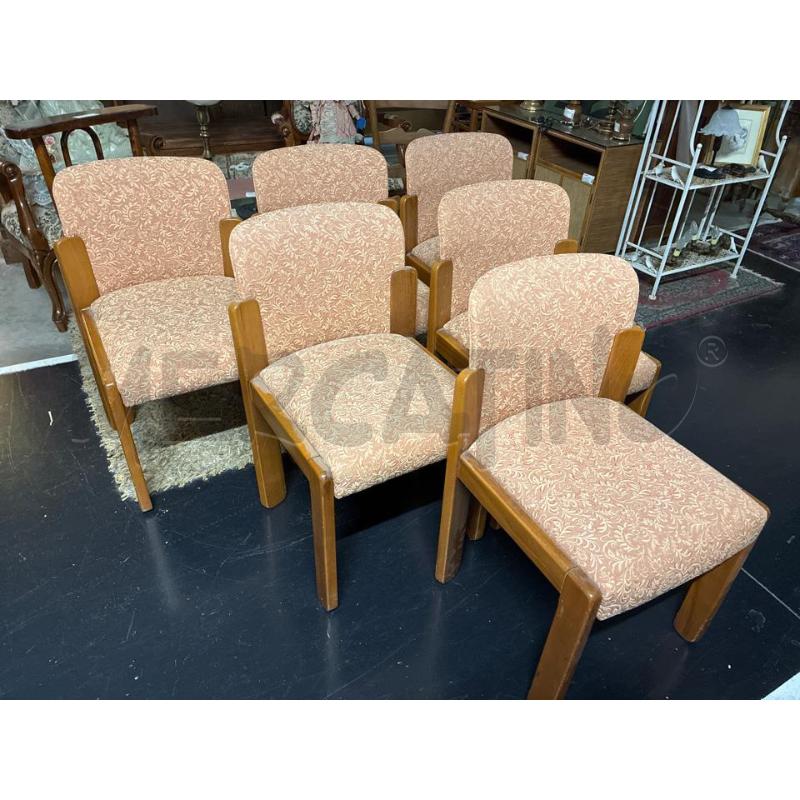 SEDIE MODERNARIATO LEGNO STOFFA FOGLIE ROSA PZ.6  | Mercatino dell'Usato Teramo 1