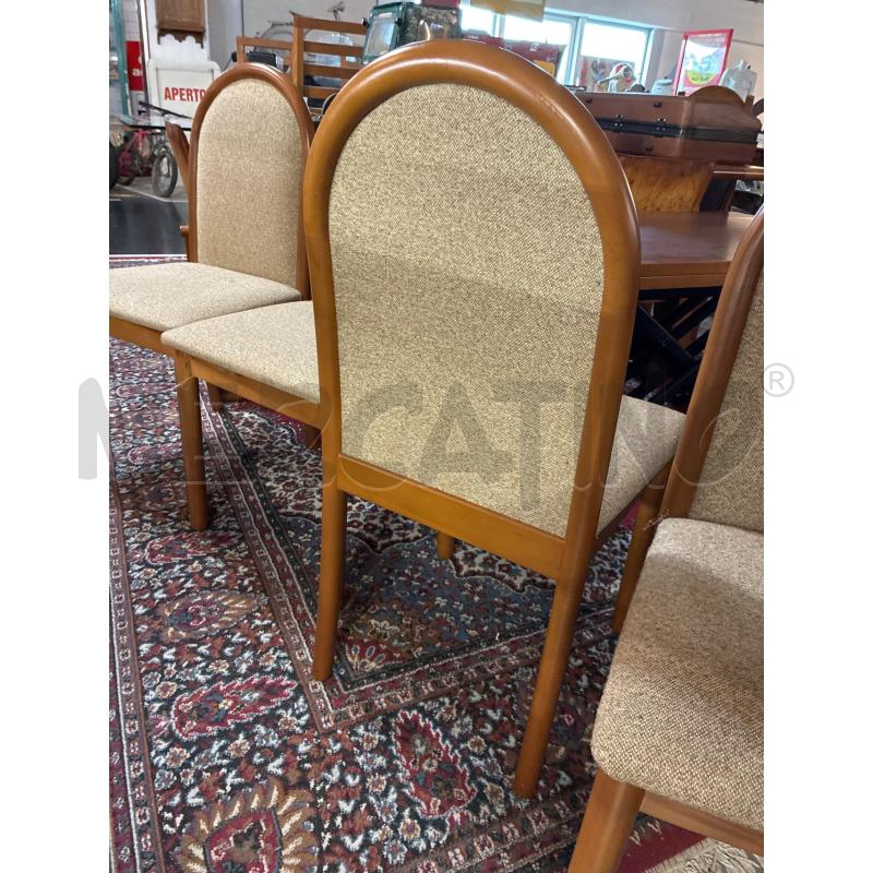 SEDIE PZ. 4 LEGNO C CILIEGIO DESIGN MODERNO SCHIENALE CURVO SEDUTA TUTTA STOFFA | Mercatino dell'Usato Teramo 3