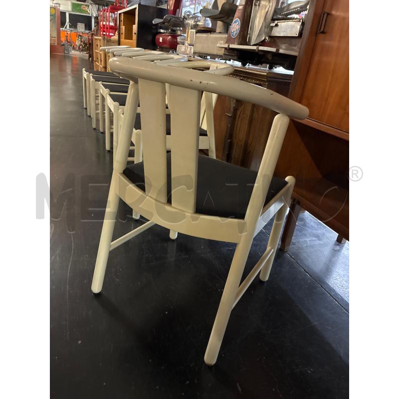 SEDIE PZ. 6 LEGNO LACCATAO BIANCO SEDUTA NERA SCHIENALE  | Mercatino dell'Usato Teramo 5