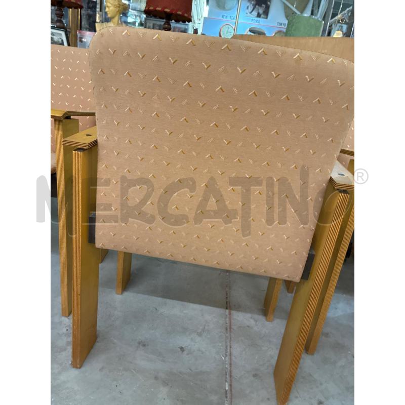 SEDIE STILE SCANDINAVO LEGNO CHIARO TESSUTO ROSA CON BRACCIOLI PZ.4  | Mercatino dell'Usato Teramo 4
