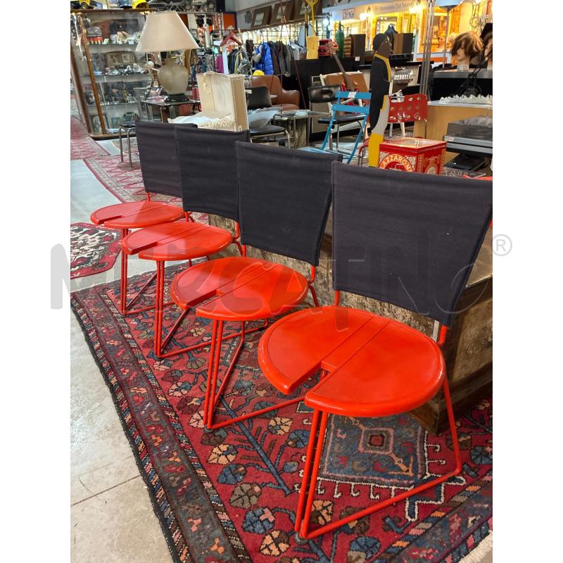 SEDIE TERNA DI GASPARE CAIROLI PROD.SECCOSE METALLO PLASTICA  ROSSO 4PZ. | Mercatino dell'Usato Teramo 2
